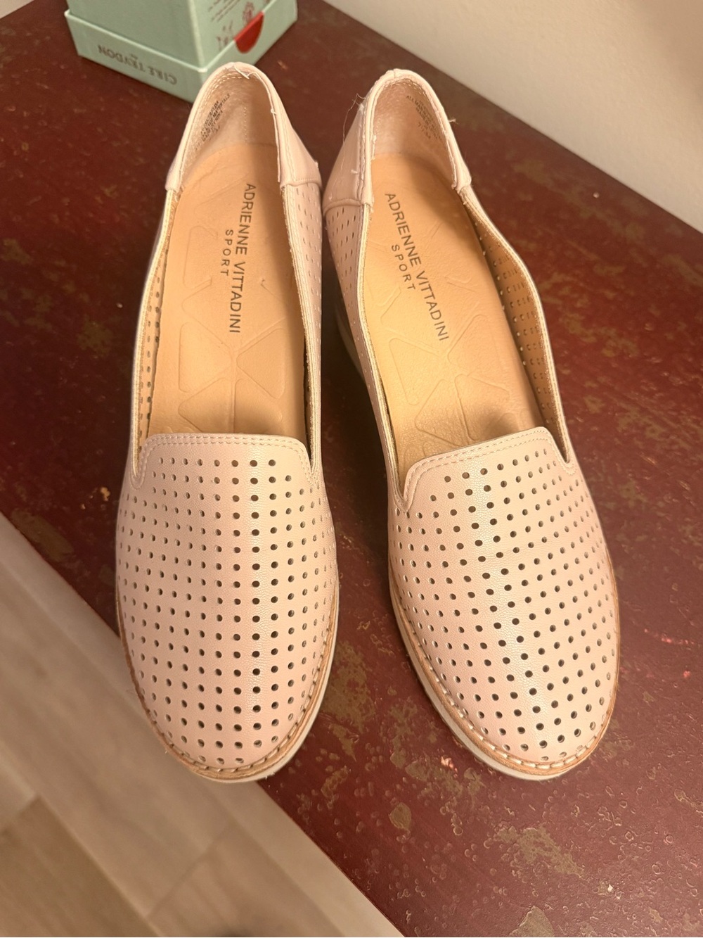 Adrienne Vittadini Perforated Slip-On Loafers in Blush